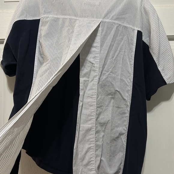 MADEWELL Oxford Panel Short Sleeve Cotton Shirt Open Back Size Small - Picture 4 of 6